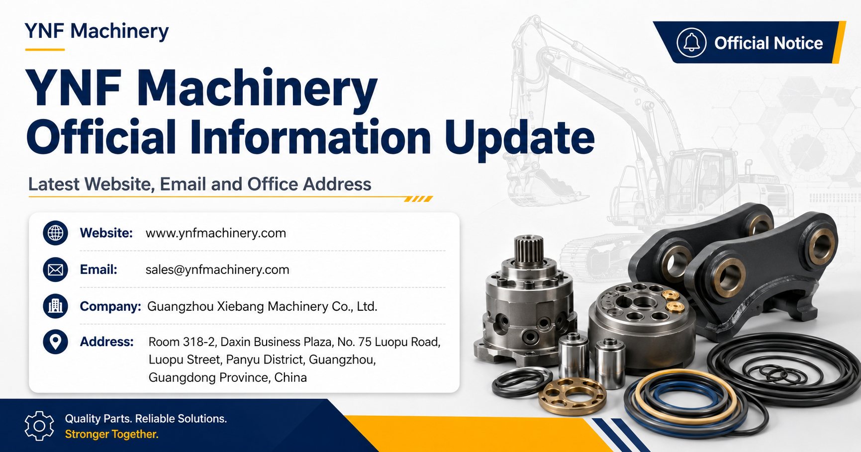 Ultimi blog aziendali su Excavator Parts Supplier Updated Official Information of YNF Machinery