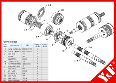 comprare L'escavatore NVK45 di Kawasaki/pompa idraulica di DNB parte l'alta pressione e la lunga vita online manufacture