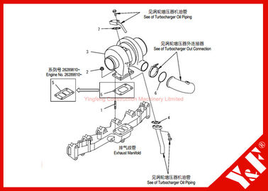 L'escavatore di KOMATSU parte il motore della sovralimentazione 6D102 di PC200-7 6738-81-8091