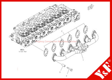 L'escavatore di KOMATSU del macchinario di costruzione parte il motore 6D102 del collettore di scarico PC200-8 6754-11-5110